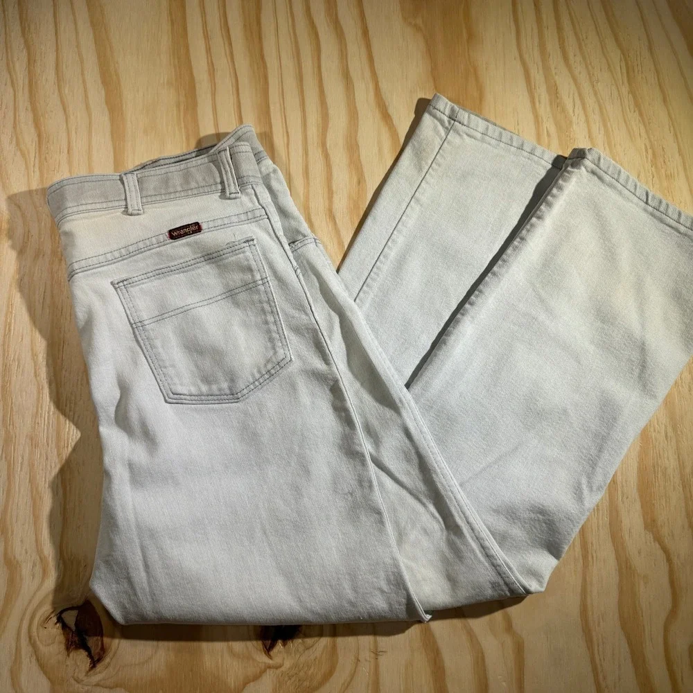 Wrangler Men's Vintage Made in USA Heavyweight Denim Bootcut Jeans White Wash 36